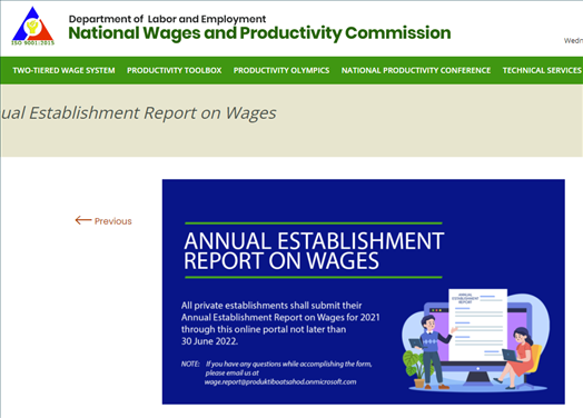 DOLE Annual Establishment Report