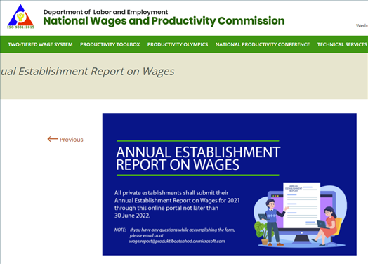 DOLE　Annual Establishment Report